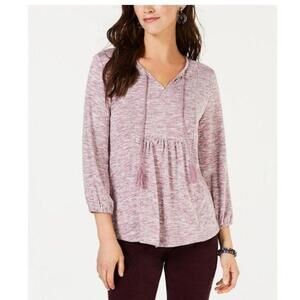 STYLE & CO Pleated Tassel-Tie Top